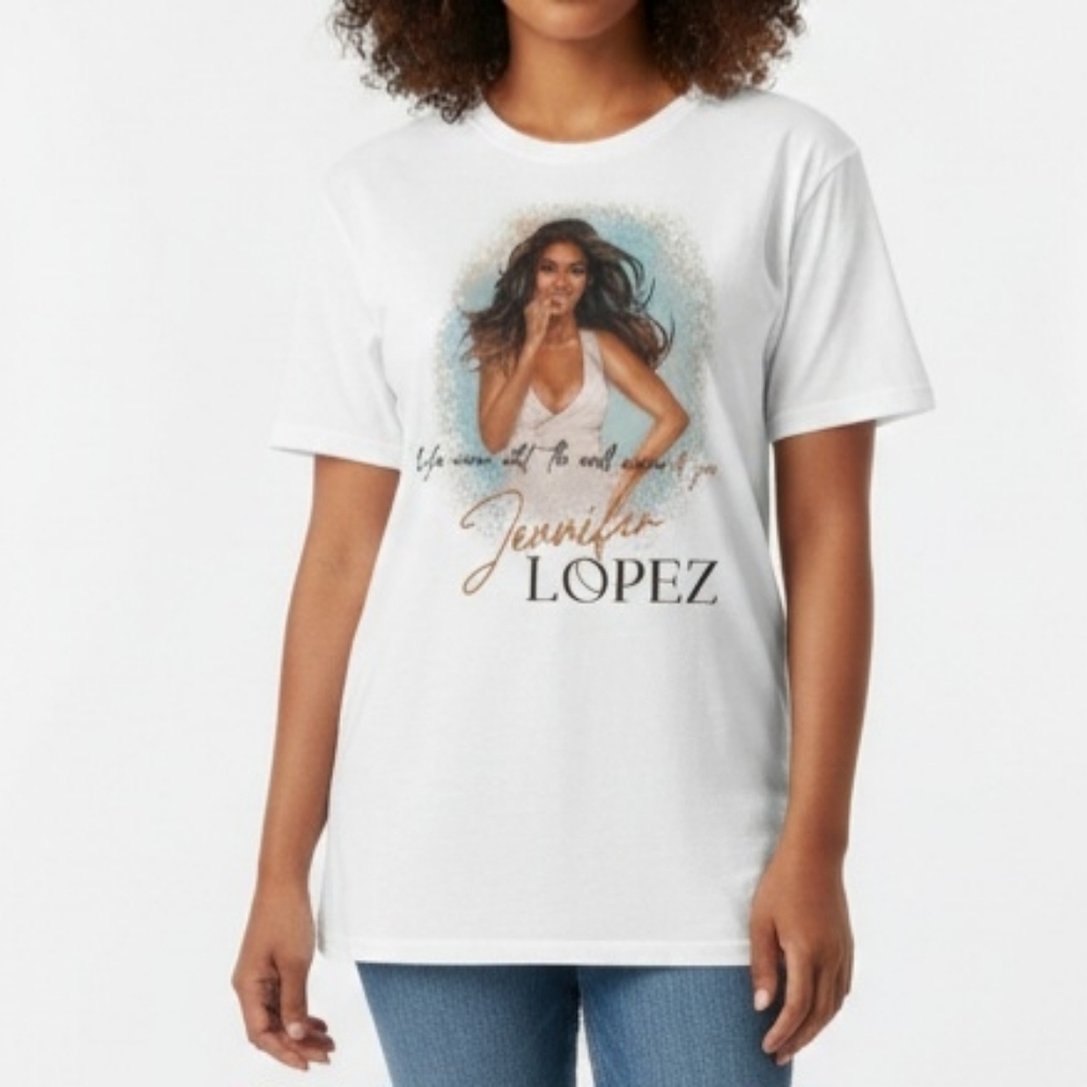 Gildan Jennifer Lopez womens short‎  sleeve t -chirt white size L/G